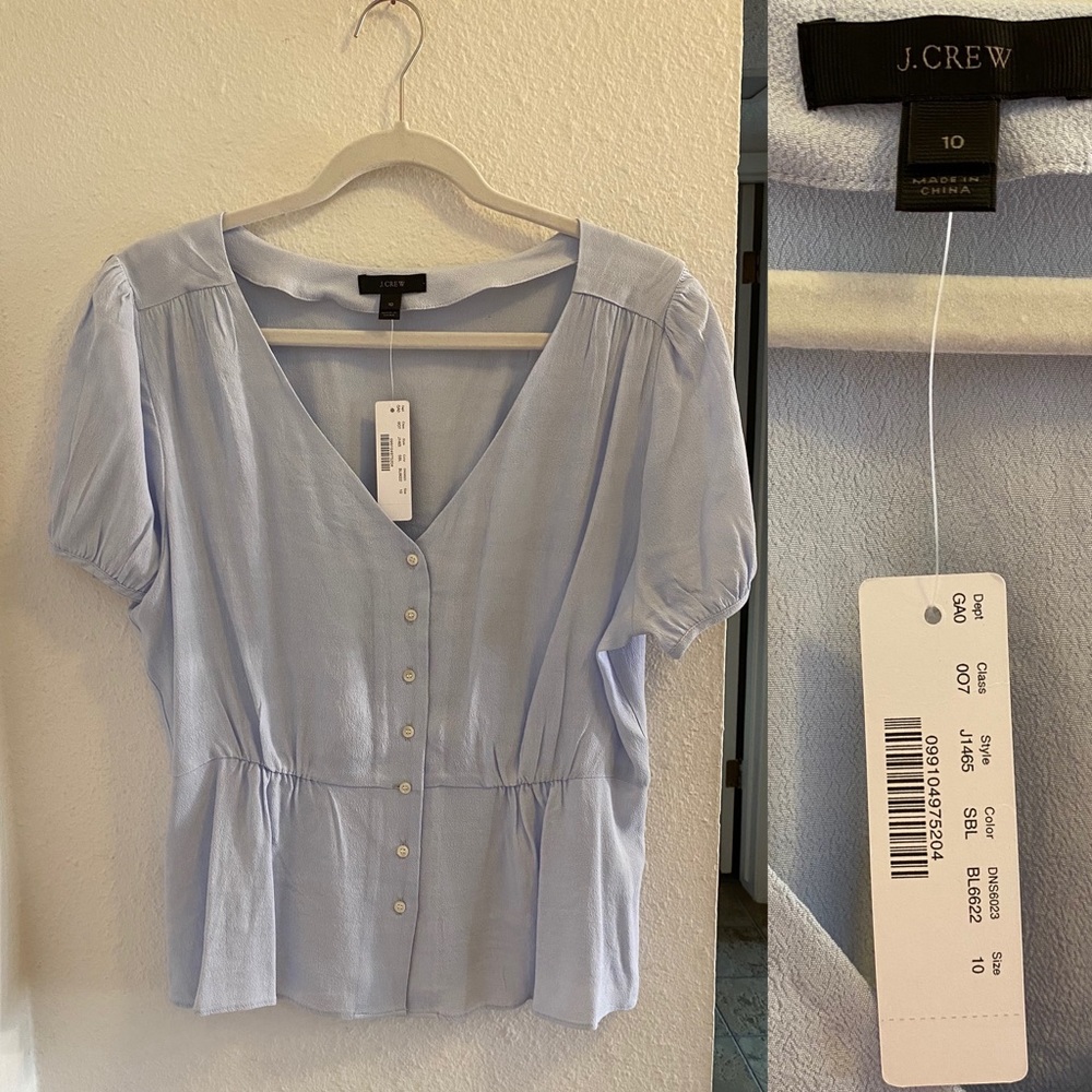 Jcrew powder periwinkle blue blouse top spring